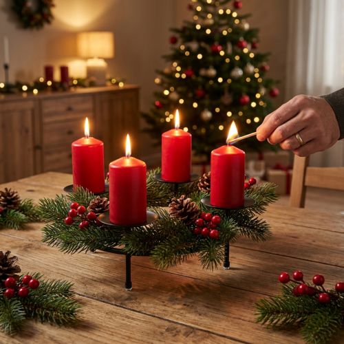 Candela ad anello portacandele portacandele nero Ø23cm H11cm 2pz | Floristik24.it