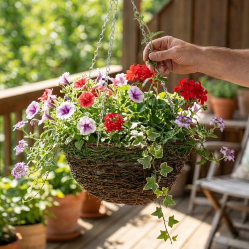 Cesto sospeso marrone cesto sospeso cesto di piante viti muschio Ø31cm | Floristik24.it