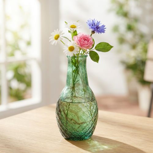 Mini vaso vaso di vetro verde vaso di fiori diamanti Ø6cm H11,5cm | Floristik24.it