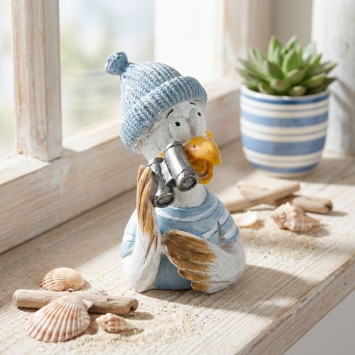 Decorazione nautica gabbiano decorazione da tavolo blu bianco argento H11cm | Floristik24.it