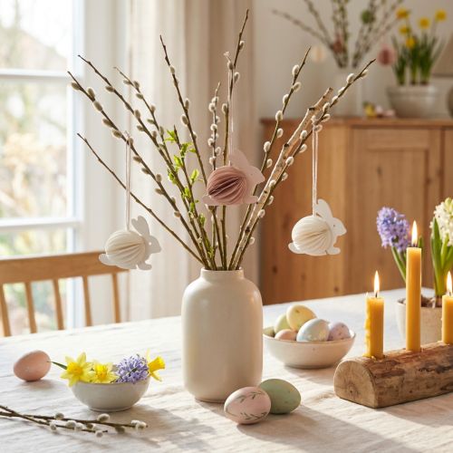 Decorazione coniglietto pasquale a nido d'ape da appendere 7×4,5×6 cm 5pz | Floristik24.it