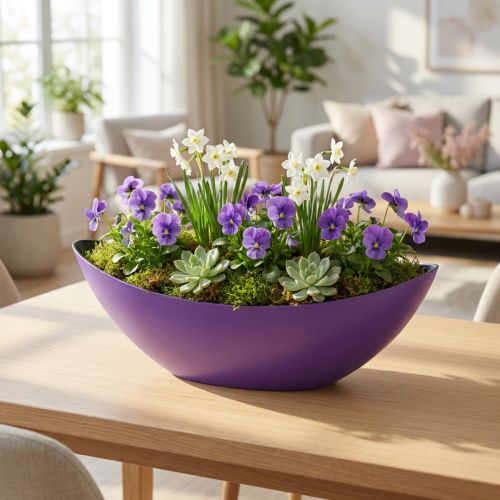 Ciotola decorativa per barchetta per piante viola 38,5 cm × 12,5 cm × 13 cm | Floristik24.it