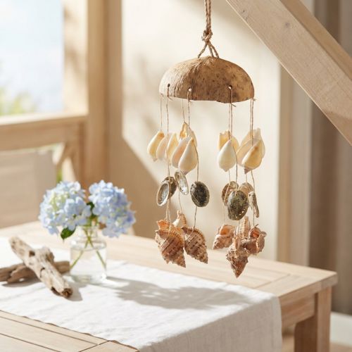 Campanella a vento decorazione marittima con cocco naturale Ø12,5 cm 48 cm | Floristik24.it