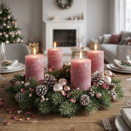 Candele in tinta unita rosa antico 60x80mm 4pz | Floristik24.it