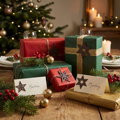 Stelle di legno decorative stelle di Natale viola autoadesive 4cm mix 36 pezzi | Floristik24.it