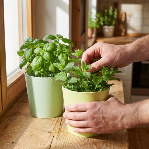 Cachepot in carta, fioriera, vaso per erbe aromatiche blu/verde Ø15cm H13cm 4pz | Floristik24.it