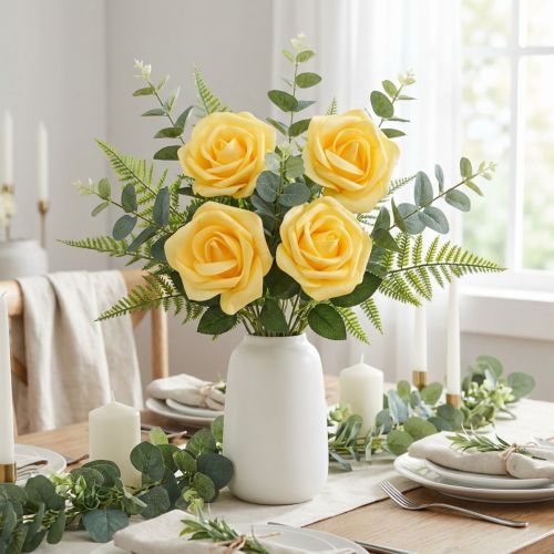 Prodotto Rosa in schiuma gialla Ø15 cm 4 pz