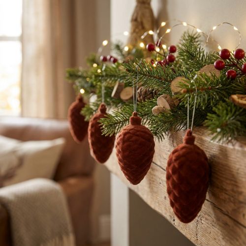 Coni decorativi floccati per rooibos, 9,5 cm/8 cm, 12 pezzi | Floristik24.it