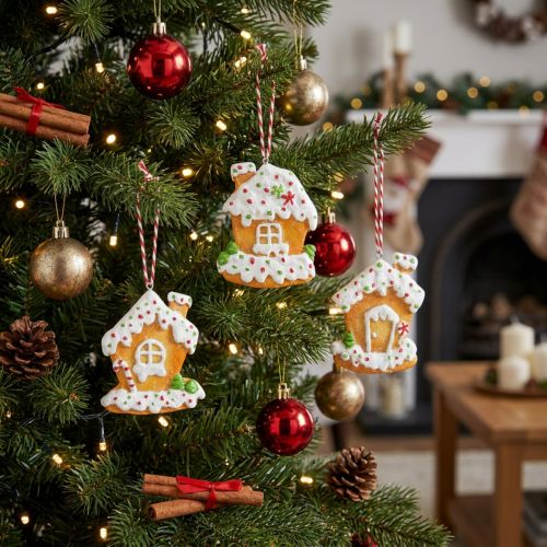 Casetta di pan di zenzero in ceramica Per albero A9cm 3pz | Floristik24.it