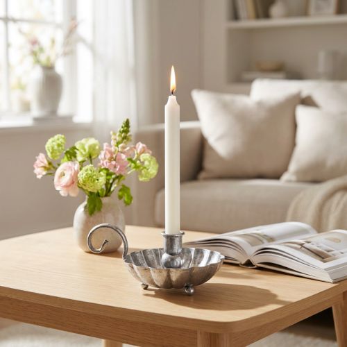 Candeliere portacandele in argento con manico H9,5cm | Floristik24.it