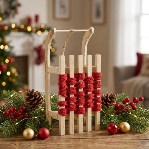 Slitta decorativa in legno Slitta di Natale L30×L14,5×H9,5 cm | Floristik24.it