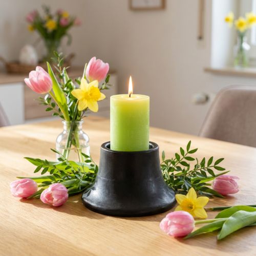 Candeliere portacandele nero in ceramica Ø12,5cm H7cm | Floristik24.it