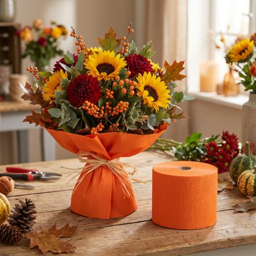 Prodotto Fiore crêpe arancio L10cm grammatura 128g/mq L250cm 2pz