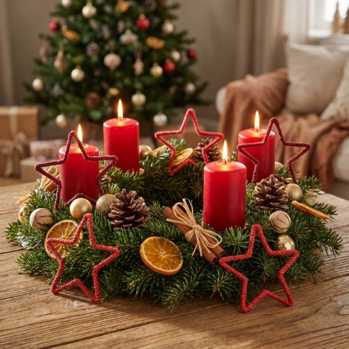 Stelle per corona dell'Avvento Decorazione natalizia iuta rossa 15 cm 8 pz | Floristik24.it