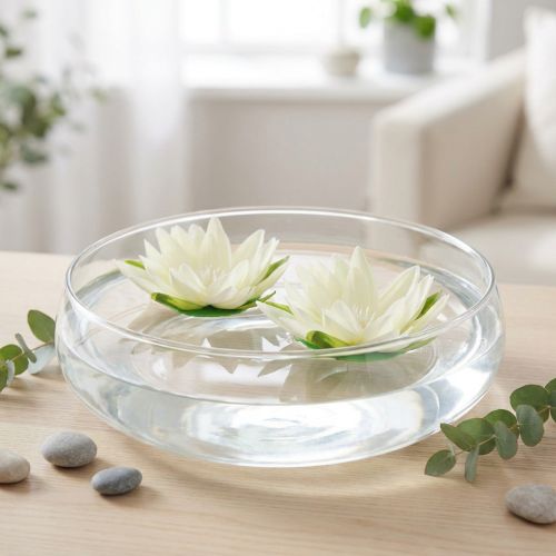 Ninfea artificiale galleggiante, decorazione da tavolo, colore bianco crema, Ø15 cm, 2 pezzi | Floristik24.it