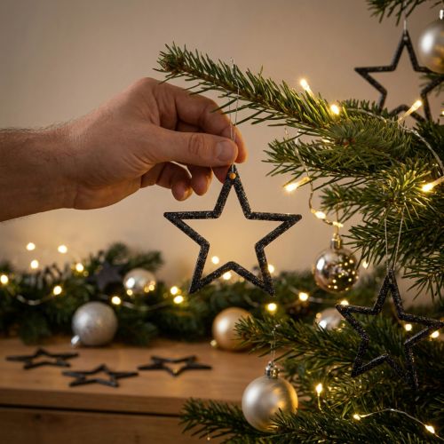 Stelle di Natale nere scintillanti da 4,5 cm, decorazione da tavola, stelle decorative festive, 120 pezzi | Floristik24.it