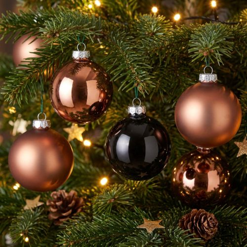 Palline di Natale palline di vetro color albicocca argento Ø6cm 24 pz | Floristik24.it