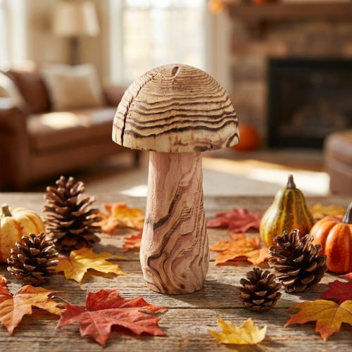 Fungo di legno da appoggio, fungo decorativo, Paulownia in legno Ø15cm H28cm | Floristik24.it