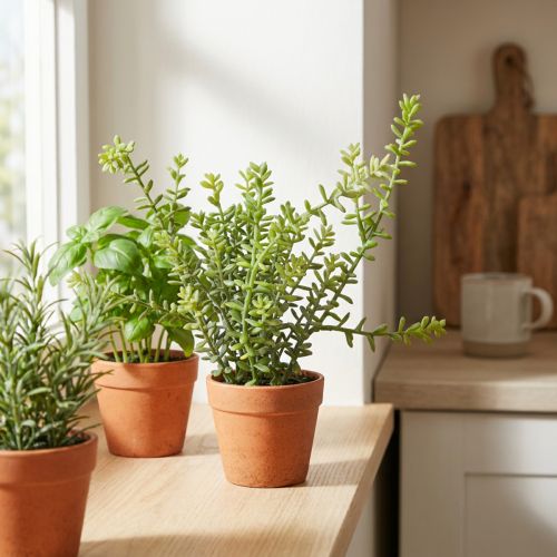 Timo decorativo in vaso Erbe artificiali Decorazione da cucina 25 cm | Floristik24.it