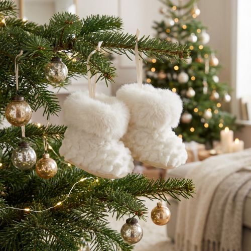 Stivali con stivali di pelliccia Decorazione albero di Natale bianco 7 cm 2 pezzi | Floristik24.it