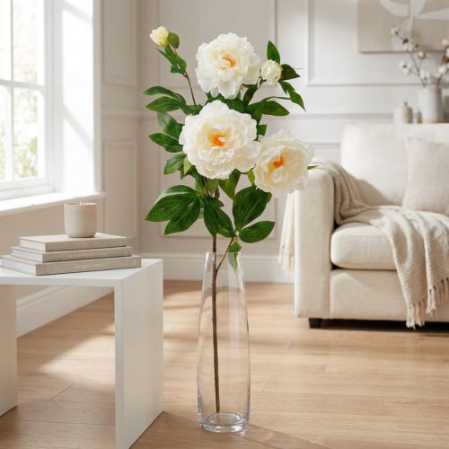 Peonia di seta artificiale bianco crema 135 cm | Floristik24.it