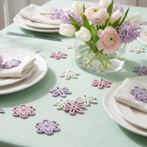 Fiori in legno decorazione sparsi fiori viola/rosa/bianco Ø3,5 cm 48 pz | Floristik24.it