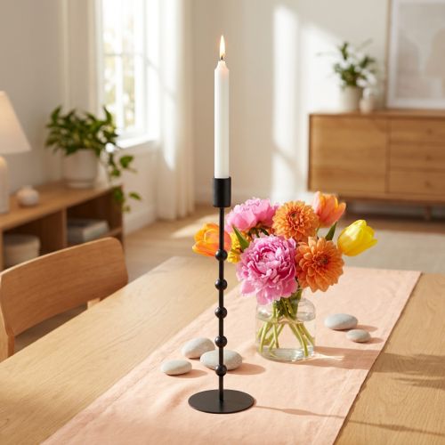 Portacandele a bastone candeliere in metallo nero H30cm | Floristik24.it