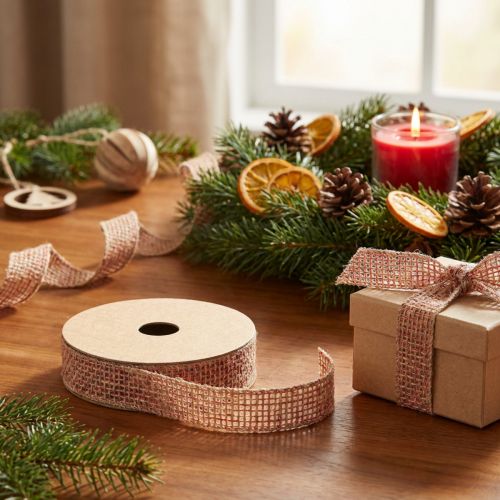 Nastro decorativo nastro di iuta per decorare rosso naturale 25mm 10m | Floristik24.it