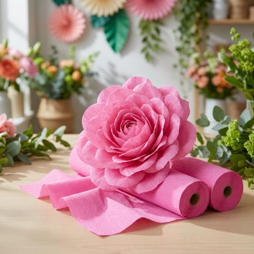 Fiore crêpe rosa L10cm grammatura 128g/mq L250cm 2pz | Floristik24.it