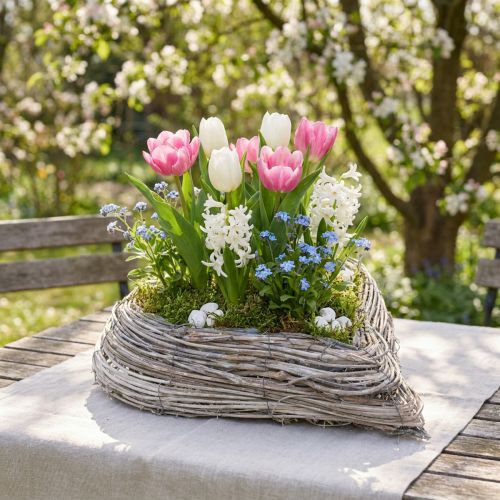 Plant Heart ciotola per piante cuore in rattan bianco naturale 28x34 cm | Floristik24.it