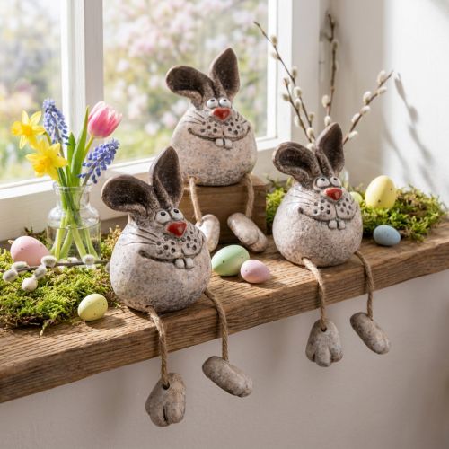 Sgabello decorativo Bunny in ceramica con bordo di coniglio 6,5×7×9,5 cm 3 pz | Floristik24.it
