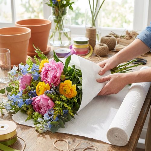 Carta crespa per fioristi, bianca, 50 x 250 cm, 5 pezzi | Floristik24.it