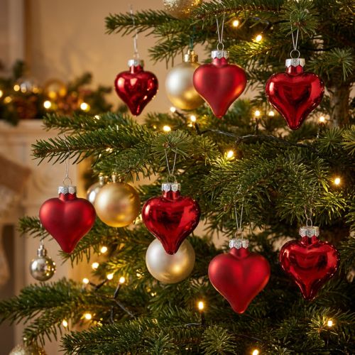 Decorazioni per albero di Natale cuori rossi 3 cm 22 pz | Floristik24.it