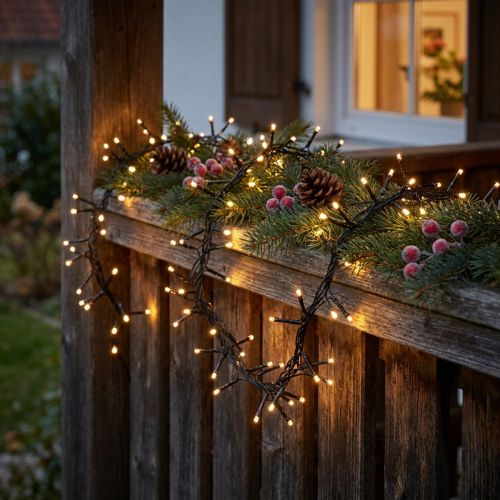 Catena luminosa a LED per esterno 288er 2.4m nero/bianco caldo | Floristik24.it