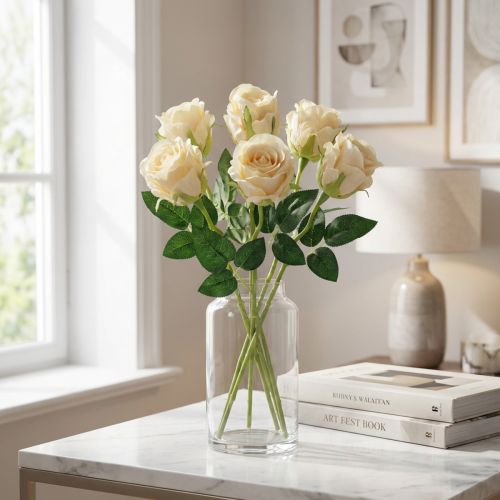 Crema di fiori artificiali rosa Ø6cm L50cm 6pz | Floristik24.it