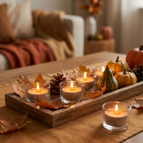 Candele profumate arancione, profumo di tea light, candela profumata per ambienti Ø3,5cm H1,5cm 18 pezzi | Floristik24.it