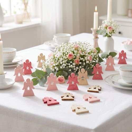 Angeli in legno da spargere rosa, rosa, bianco 4 cm 72 pz | Floristik24.it