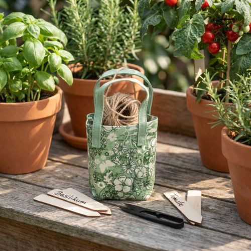 Prodotto Set di utensili da giardino, corda di iuta, filo, forbici, paletto per piante