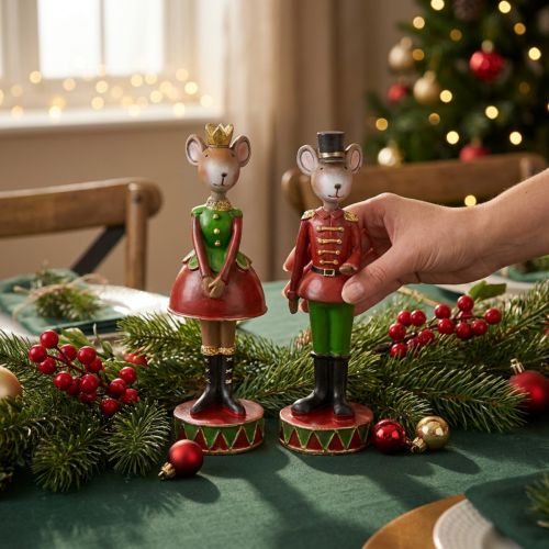 Decorazioni natalizie a forma di topo 14,5 cm rosso-verde 2 pezzi | Floristik24.it