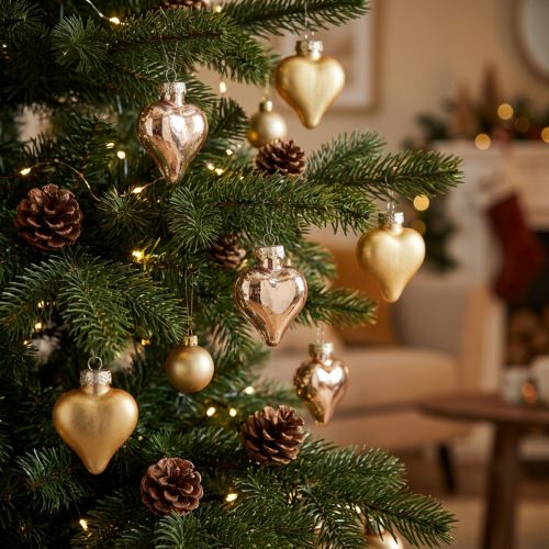 Decorazioni natalizie, addobbi per l'albero di Natale, cuori dorati, 3 cm, 24 pezzi | Floristik24.it