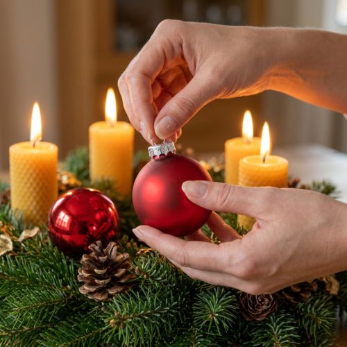 Palla di Natale Ø4cm rossa lucida/opaca 24 pz | Floristik24.it