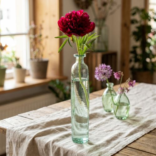Vaso decorativo per bottiglia, in vetro, trasparente/verde, stile retrò, Ø6,5 cm, H30 cm | Floristik24.it