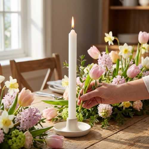 Prodotto Candele rustiche bianche con base conica 350/28mm 4 pezzi