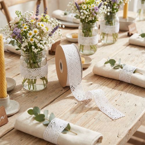 Prodotto Nastro decorativo in pizzo, cotone, per design creativo, 18 mm, 10 m