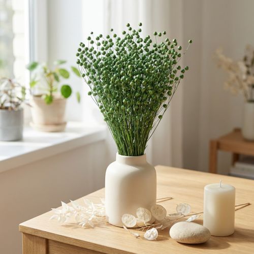 Erba di lino secca, verde, 50-55 cm, decorativa fai da te | Floristik24.it