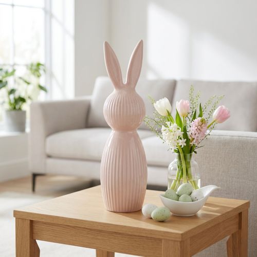 Statuina decorativa in ceramica a forma di coniglio per un design d'interni moderno, 22 cm | Floristik24.it