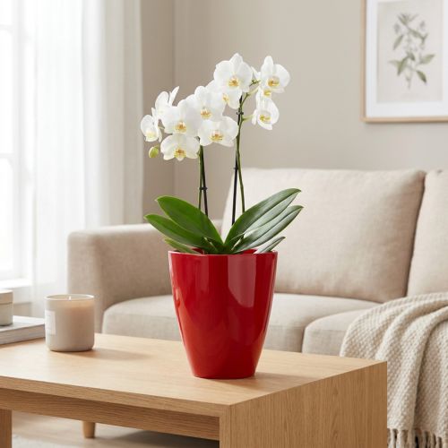 Vaso per orchidee lucido Ø12,5 cm rosso, 1 pz | Floristik24.it
