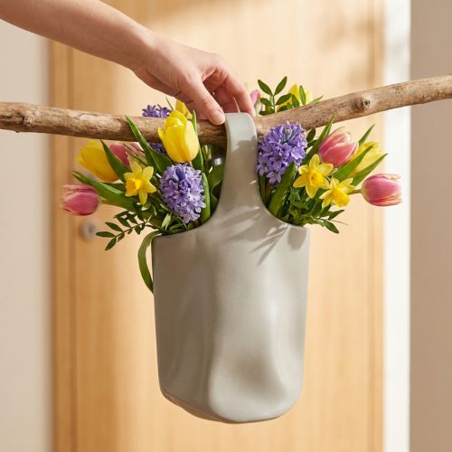 Vaso decorativo in ceramica Borsa Shopper Grigio 19×4.5×33cm | Floristik24.it