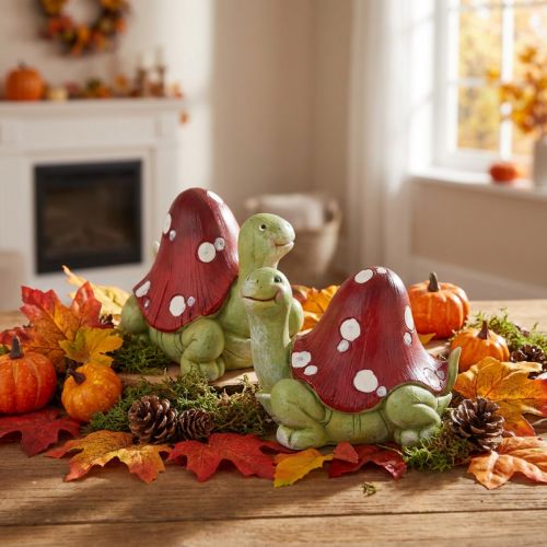 Decorazione tartaruga Decorazione agarico verde rosso 10 cm 2 pezzi | Floristik24.it