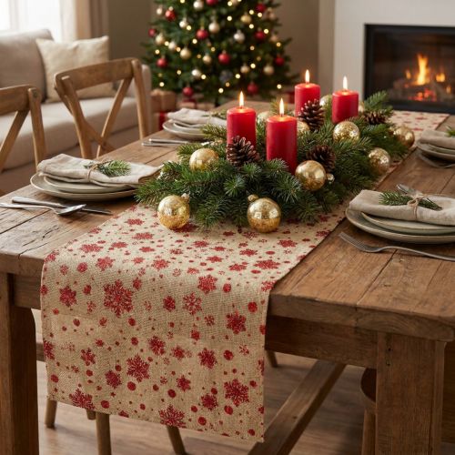 Runner da tavolo Runner natalizio fiocchi di neve 48×450 cm | Floristik24.it
